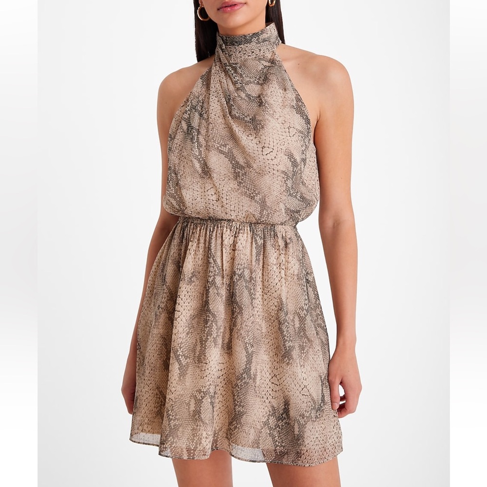 ❌SOLD❌ Snakeskin Halter Mini Dress